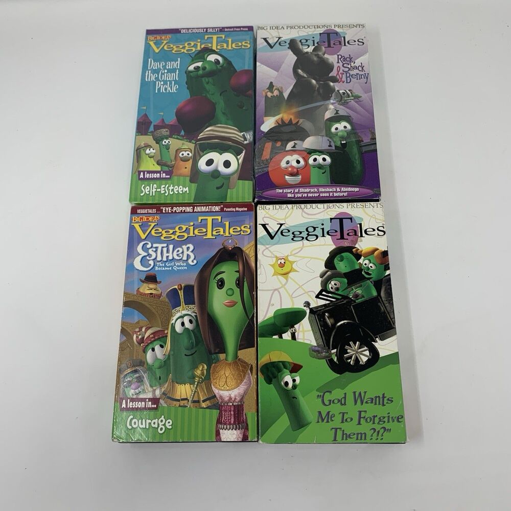 Lot Of 4 Veggie Tales VHS Tapes Esther Forgiveness Self Esteem